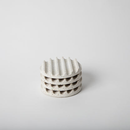 Terrazzo concrete coaster set in white. Sold in set of 2 or 4.