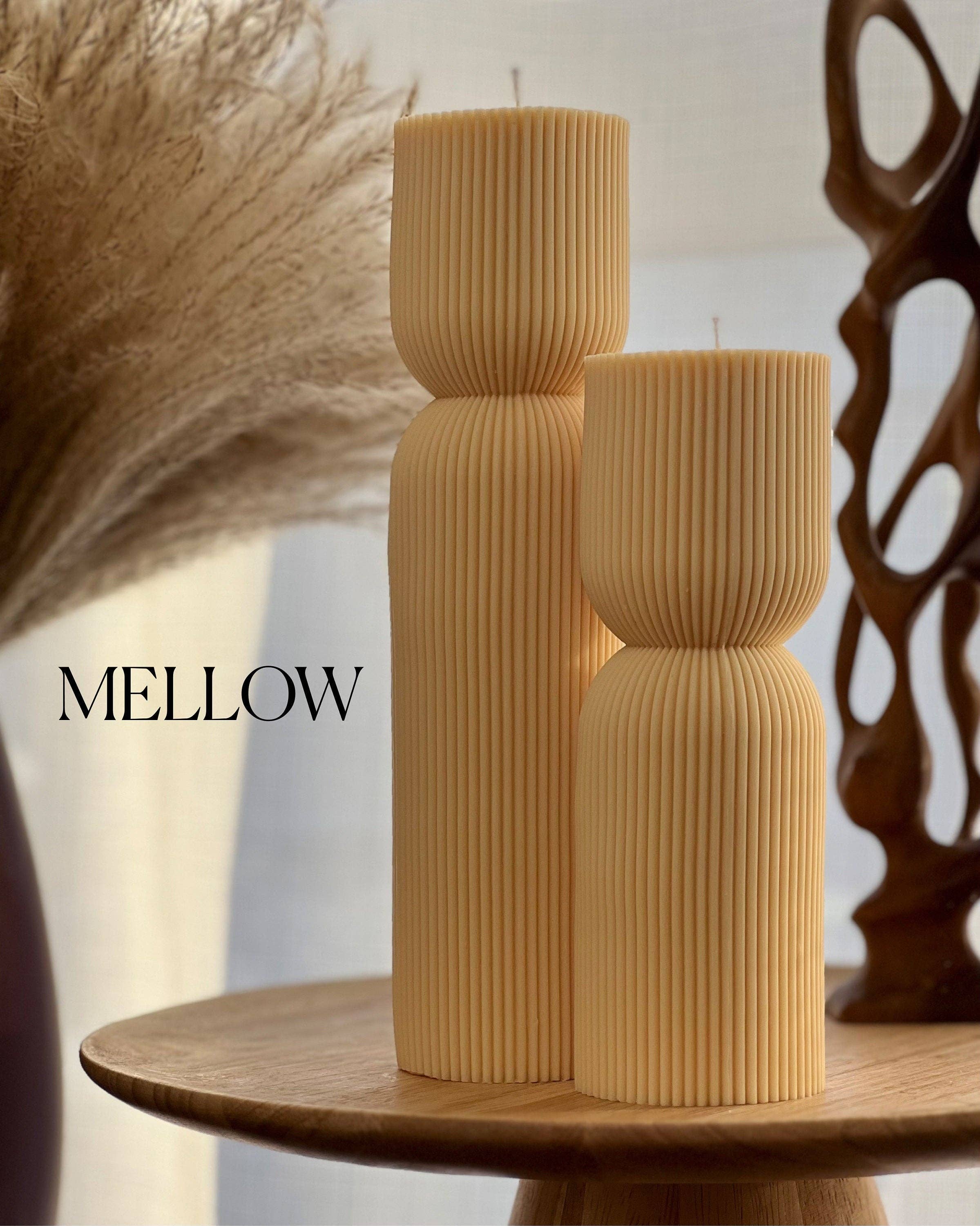 Ribbed Hourglass Pillar Candle: Mellow | Set of 2