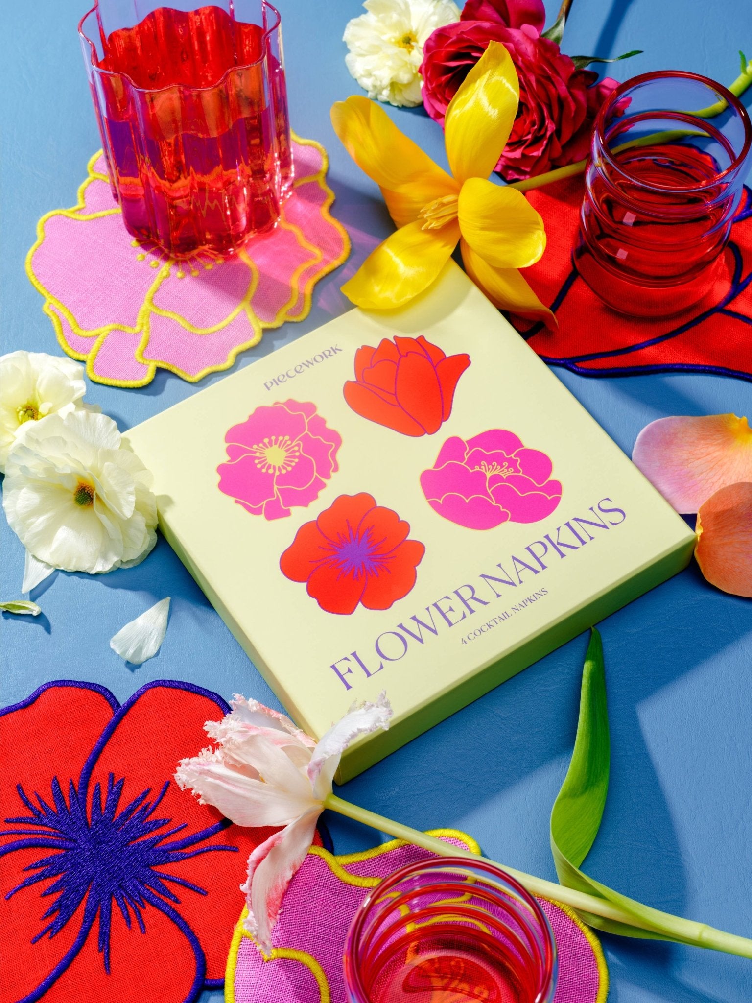 Flower Cocktail Napkins, Set Of 4 - Pretti.Cool