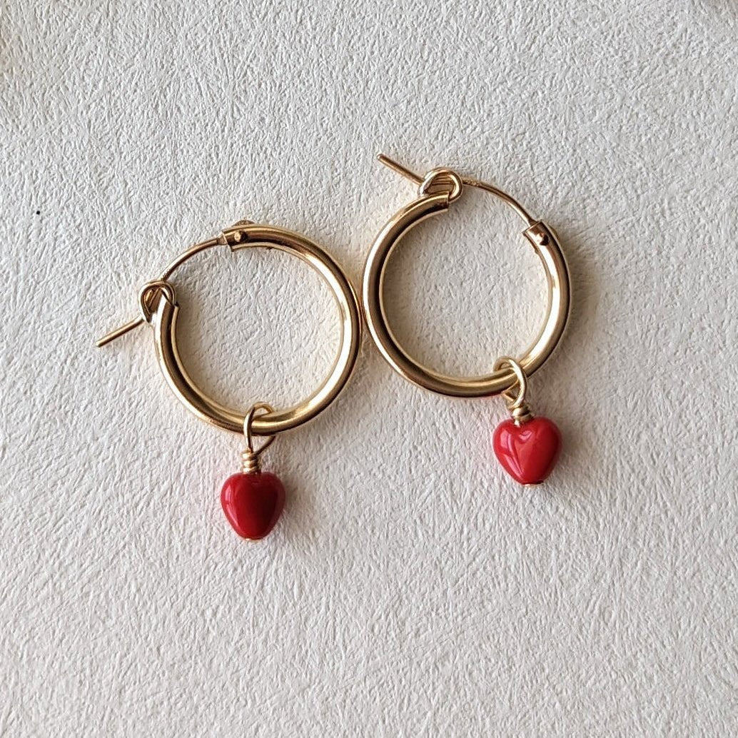 Charm Hoop Earrings | Hearts - Pretti.Cool