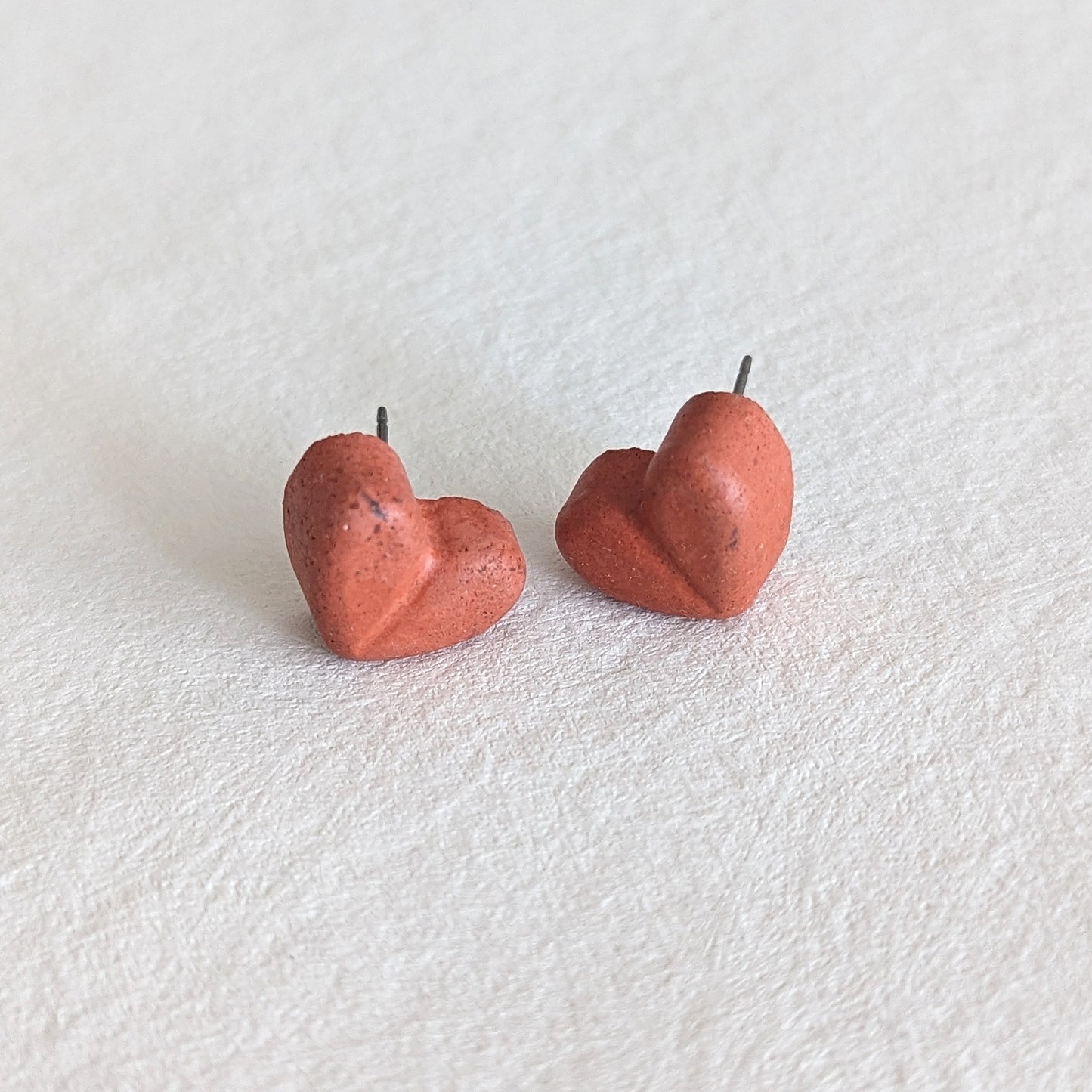 Pretti.Cool's Chunky Heart Earrings in Coral Terrazzo.