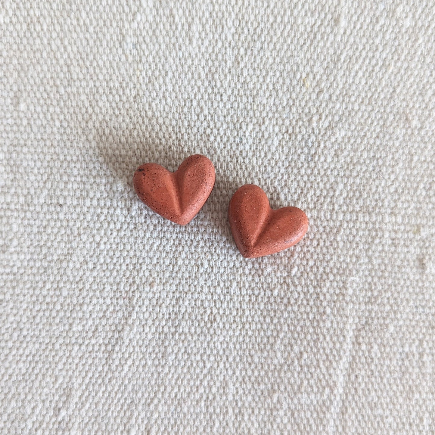 Pretti.Cool's Chunky Heart Earrings in Coral Terrazzo.