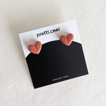 Pretti.Cool's Chunky Heart Earrings in Coral Terrazzo.