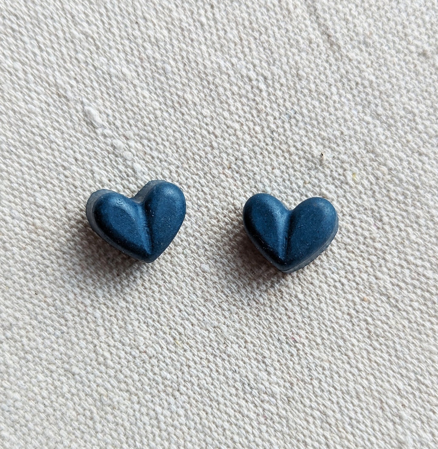 Pretti.Cool's Chunky Heart Earrings in Cobalt Terrazzo.