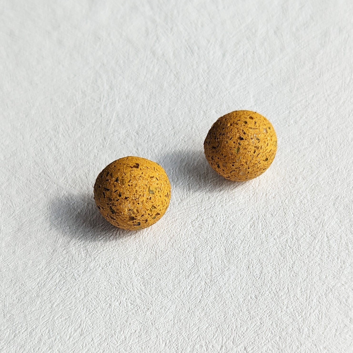 Pretti.Cool's Dome Earrings in Marigold Terrazzo.