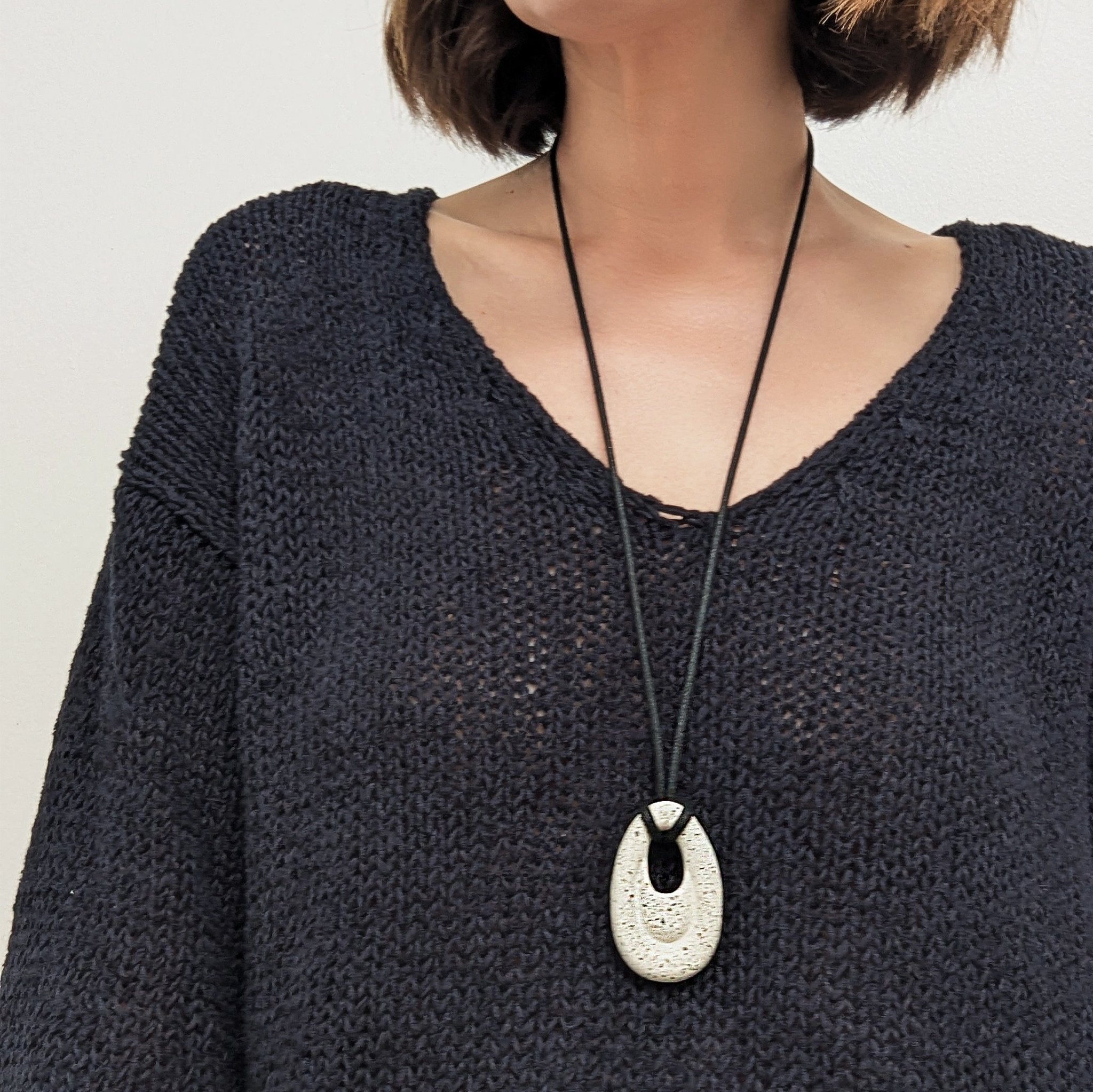 Ripple Concrete Necklace | White Terrazzo - Pretti.Cool