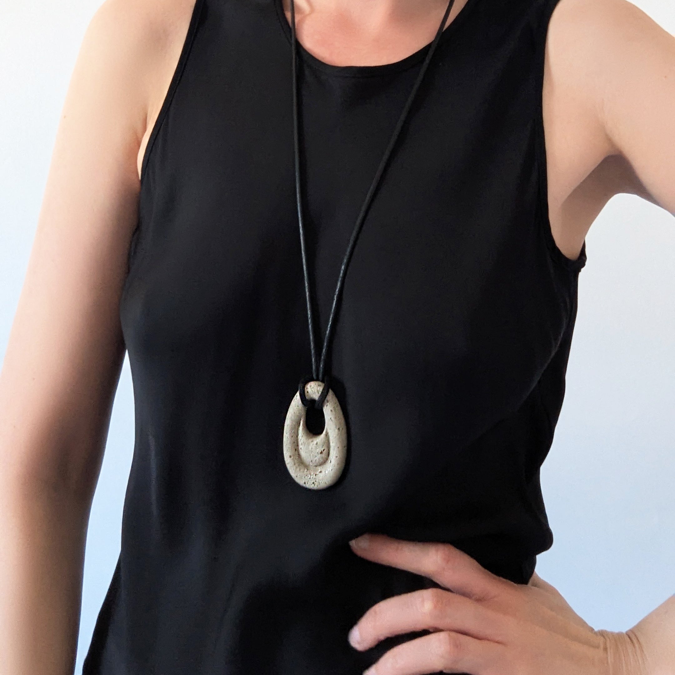 Ripple Concrete Necklace | Natural Terrazzo - Pretti.Cool