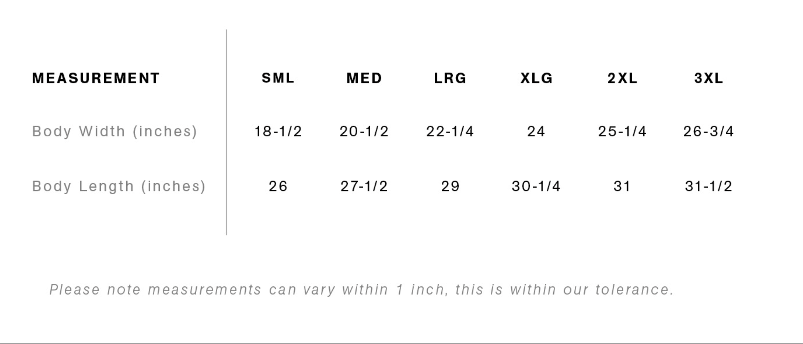 sizing guide