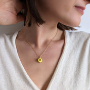 Smiley Charm Necklace on model