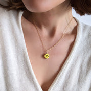 Smiley Charm Necklace on model