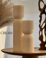 Ribbed Hourglass Pillar Candle: Mellow | Set of 2