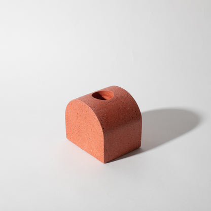 Pretti.Cool Block Candlestick Holders - Arch in Coral Terrazzo.