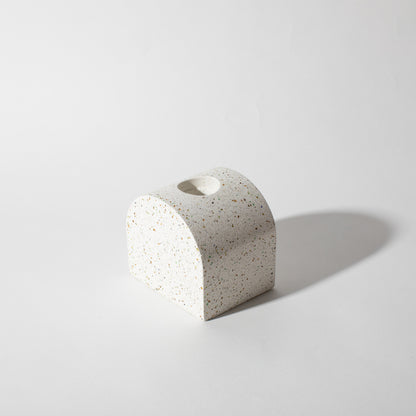 Pretti.Cool Block Candlestick Holders - Arch in White Terrazzo.