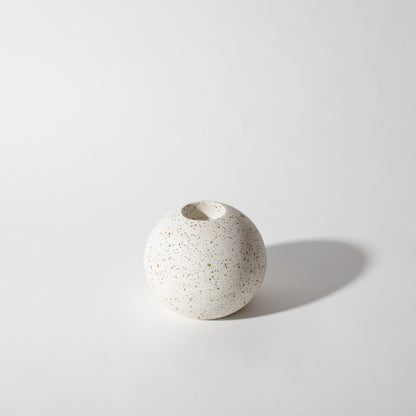 Pretti.Cool Block Candlestick Holders - Sphere in White Terrazzo.