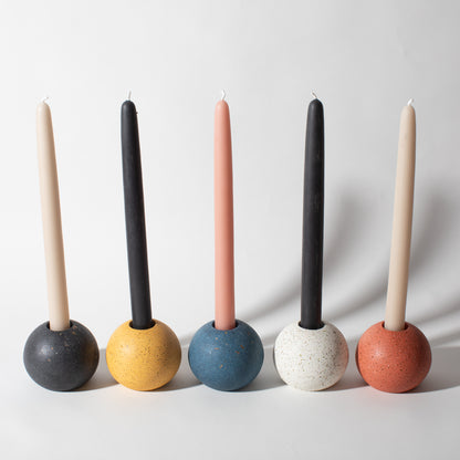 Pretti.Cool Block Candlestick Holders - Sphere in all 5 colors with candlesticks.