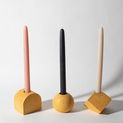 Pretti.Cool Block Candlestick Holder Set in Marigold Terrazzo w/ candlesticks.