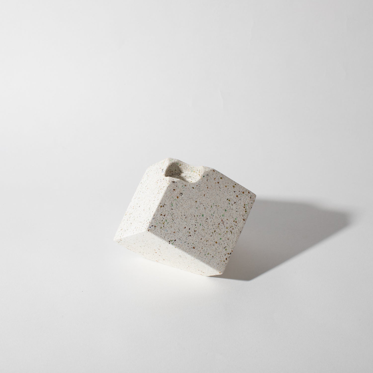 Pretti.Cool Block Candlestick Holders - Cube in White Terrazzo..