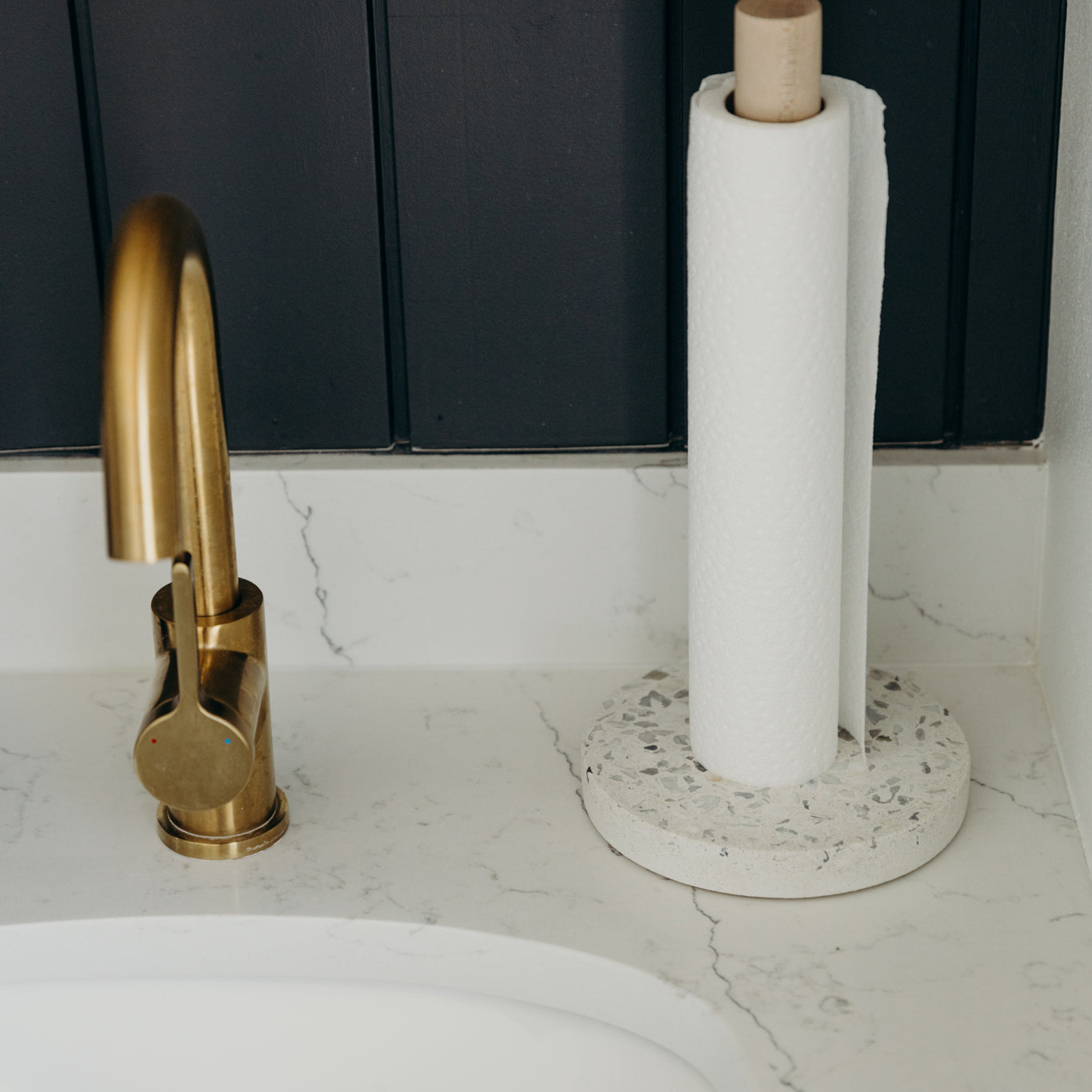 Paper Towel Holder | Larger White Terrazzo - Pretti.Cool