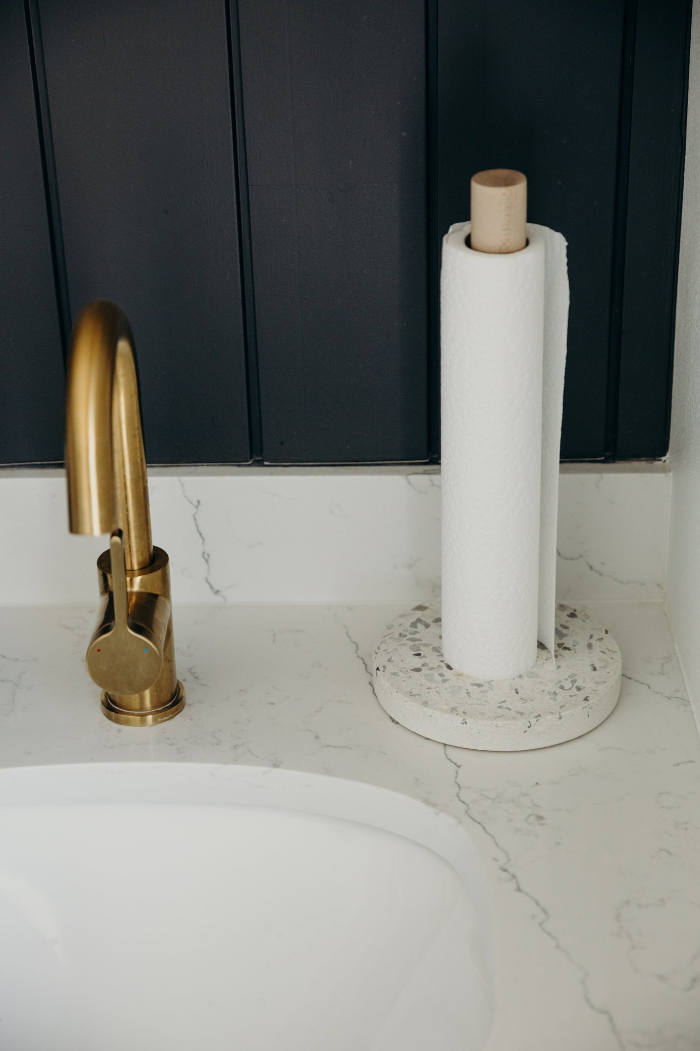 Paper Towel Holder | Larger White Terrazzo - Pretti.Cool