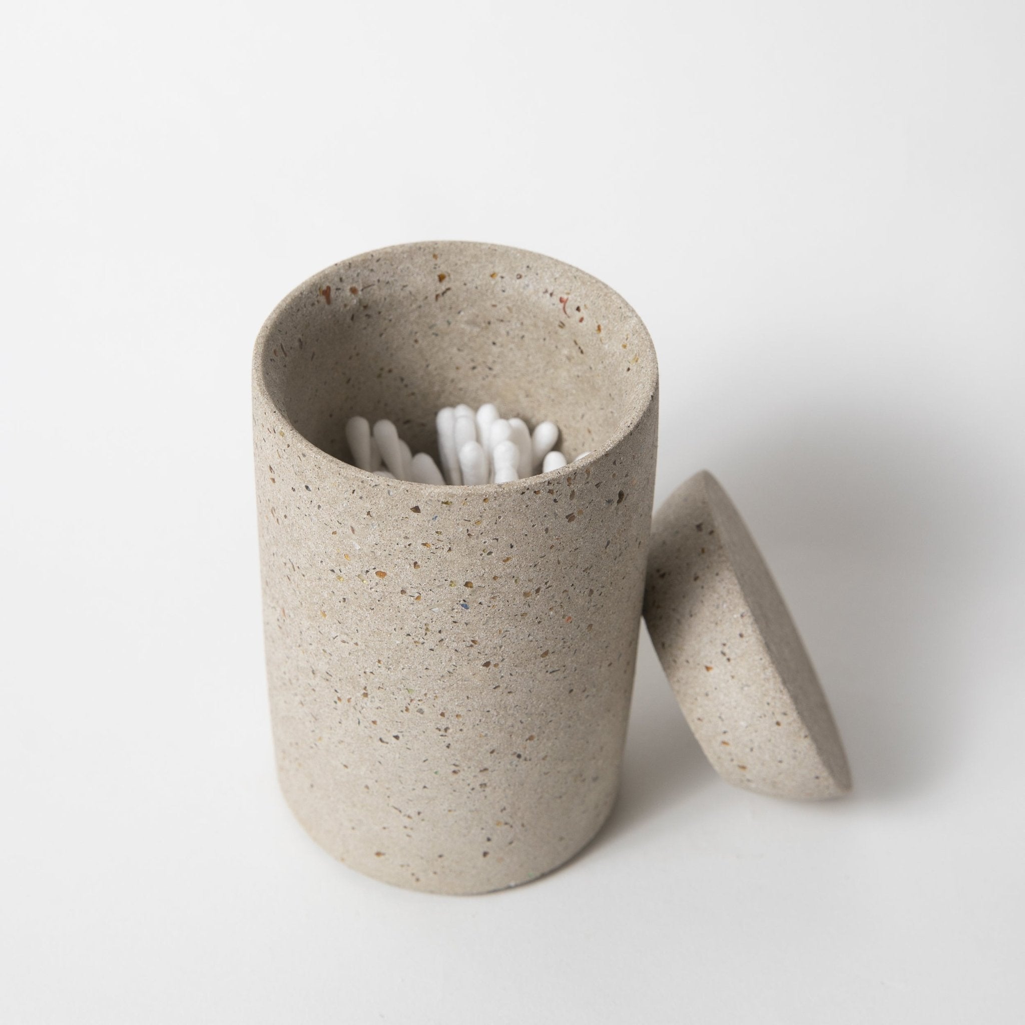 Cotton Swab Holder | Natural Terrazzo - pretti.cool
