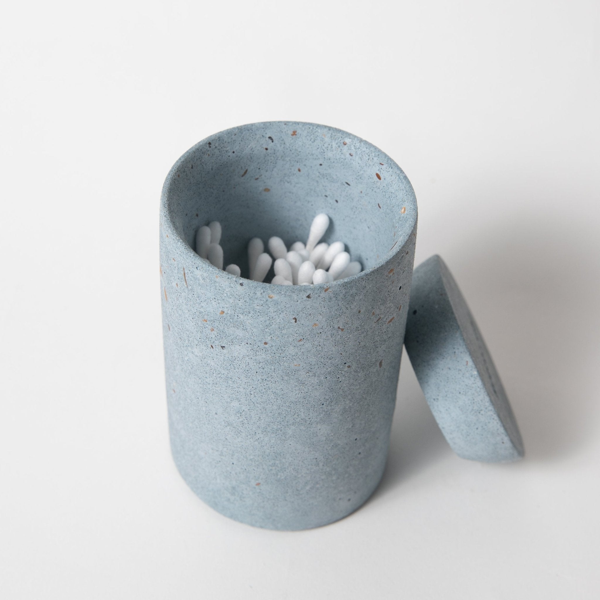Cotton Swab Holder | Light Blue Terrazzo - pretti.cool