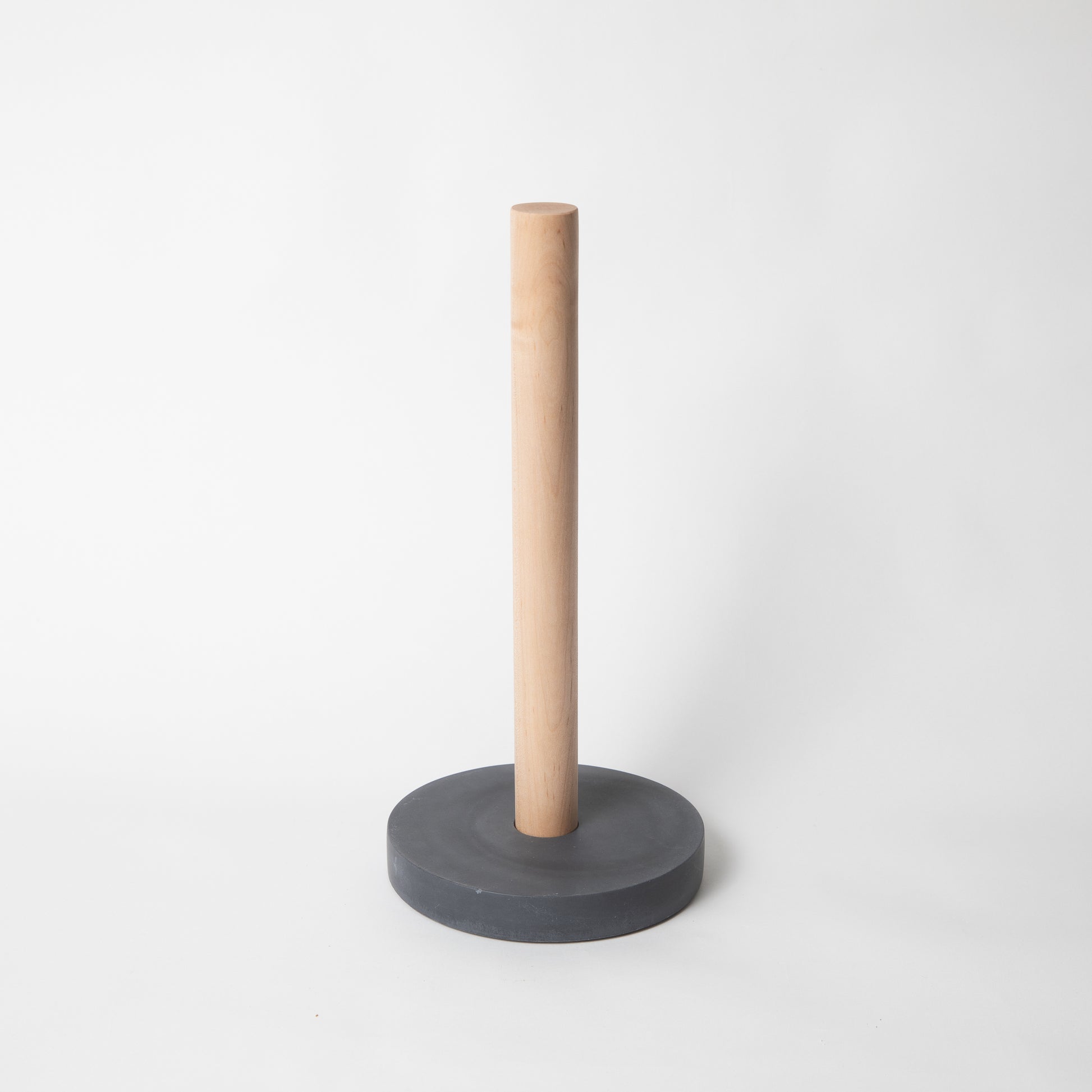 paper towel holder w/ maple rod & solid black base
