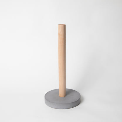paper towel holder w/ maple rod & solid grey base