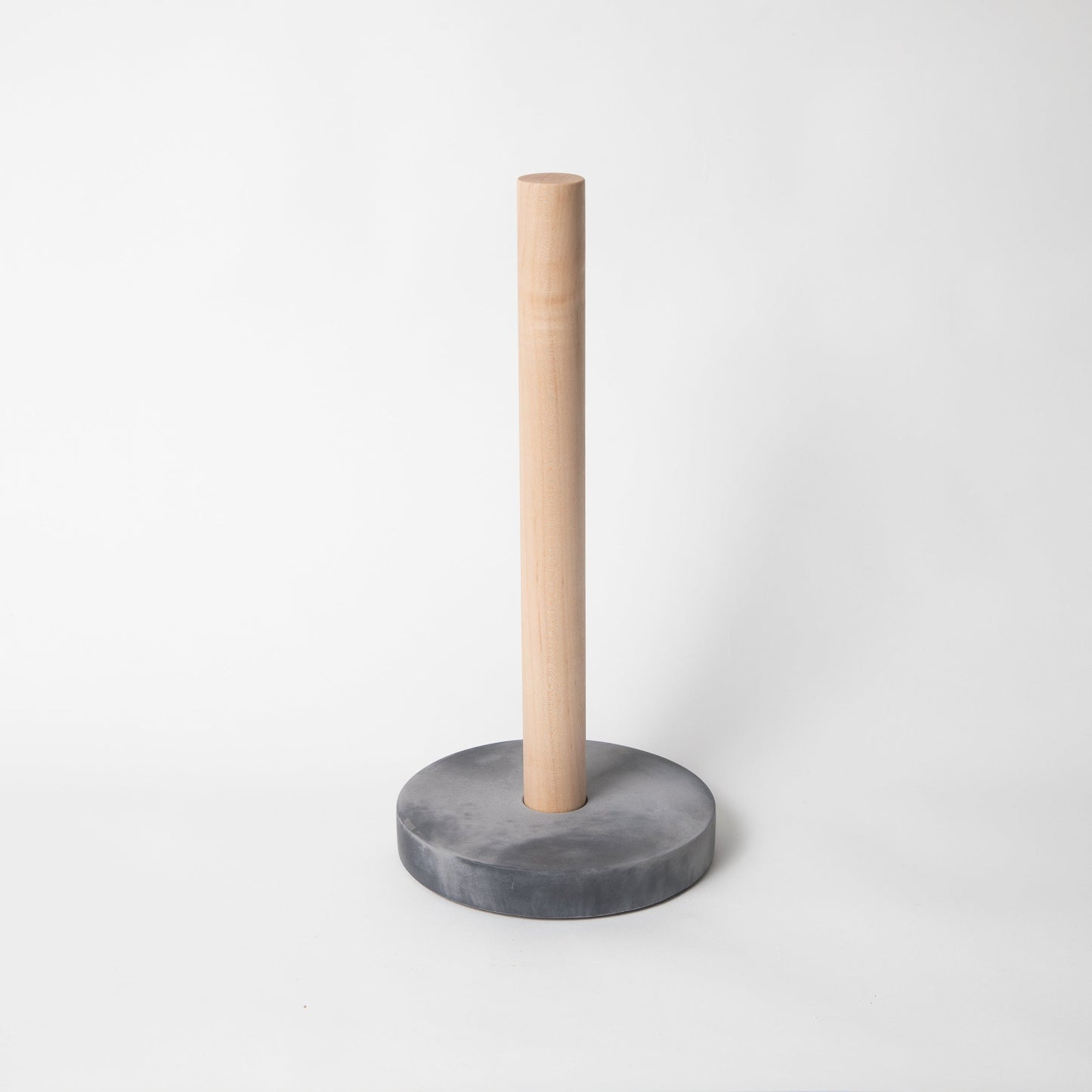 paper towel holder w/ maple rod & black/grey base