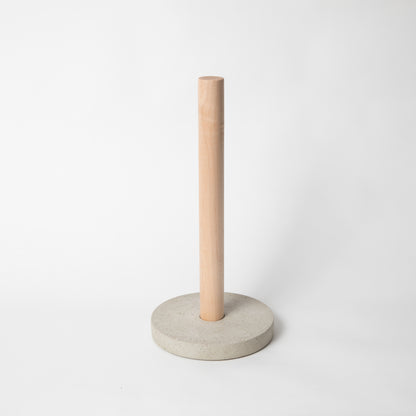 paper towel holder w/ maple rod & natural terrazzo base