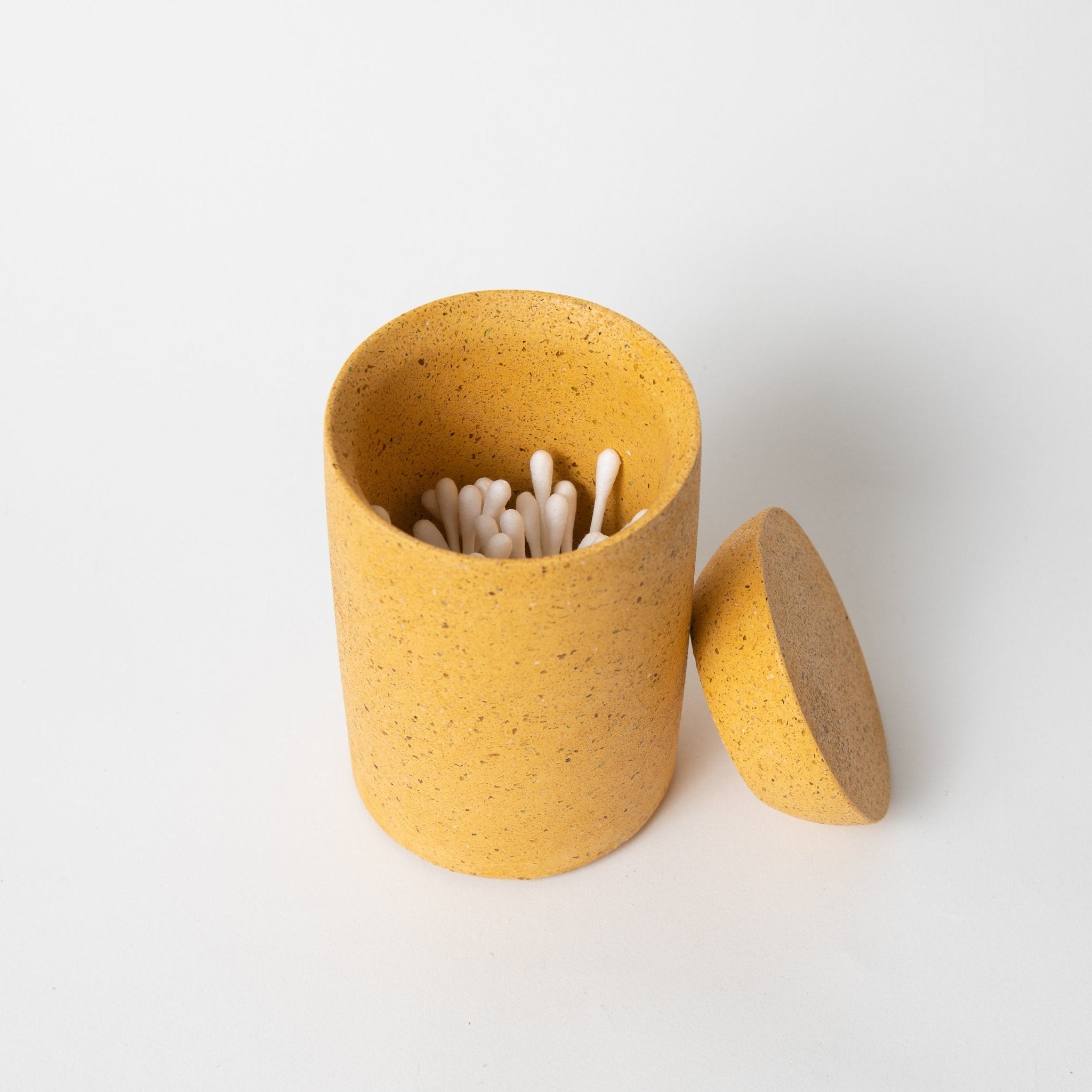Cotton Swab Holder | Marigold Terrazzo - pretti.cool