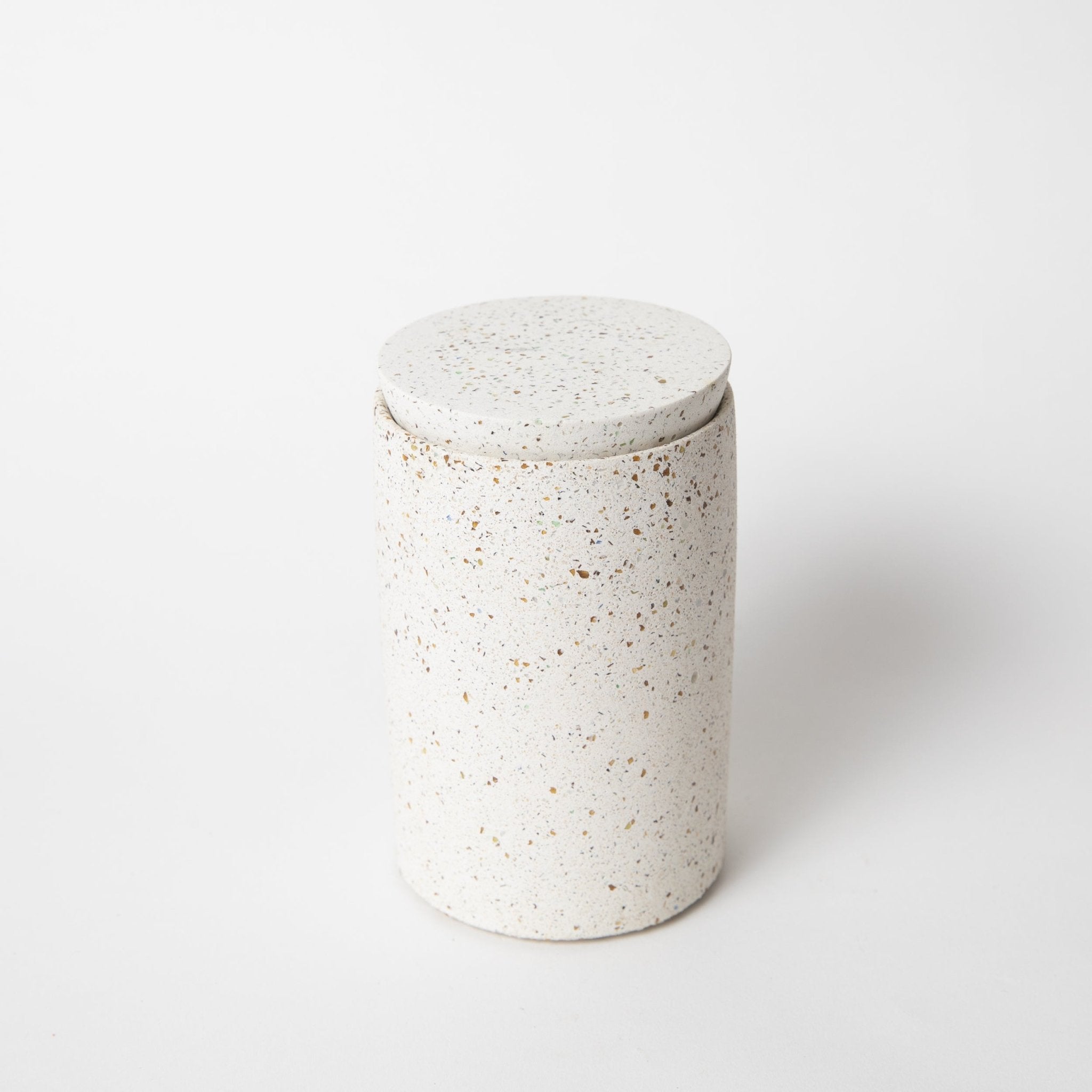 Cotton Swab Holder | White Terrazzo - pretti.cool