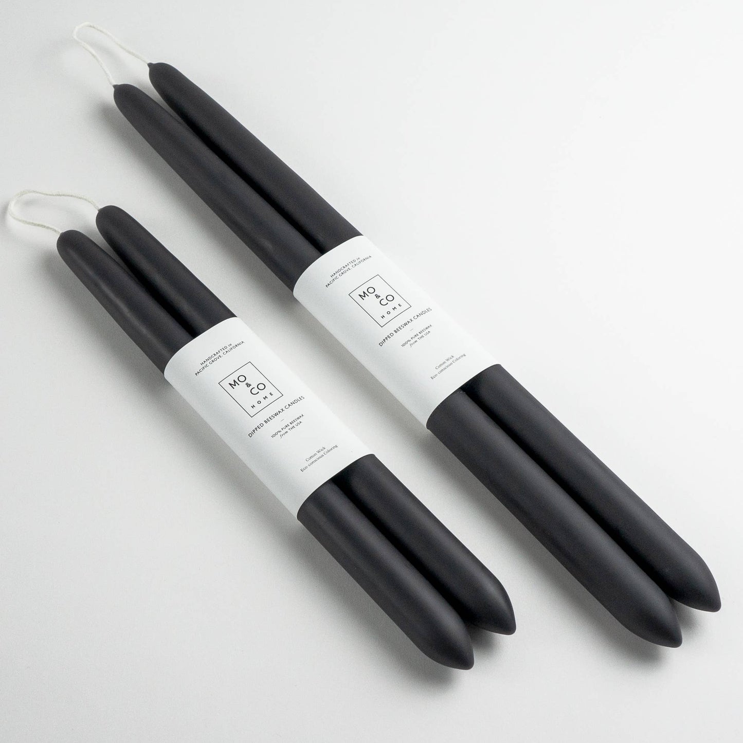 Mo&Co. Home Hand-Dipped Tapers in Charcoal.