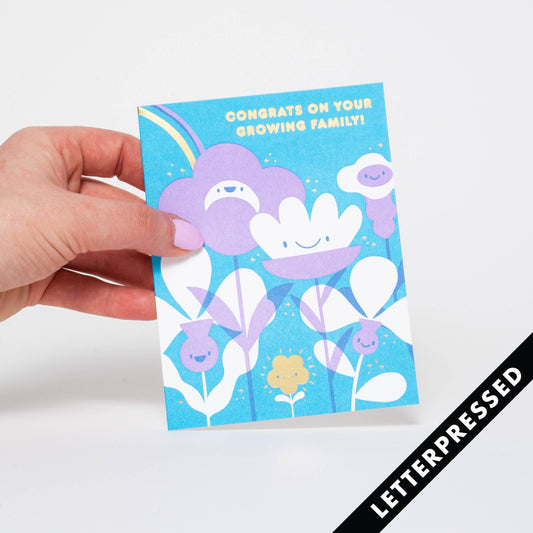 Flower Baby Card, letterpressed by Egg Press Manufacturing.