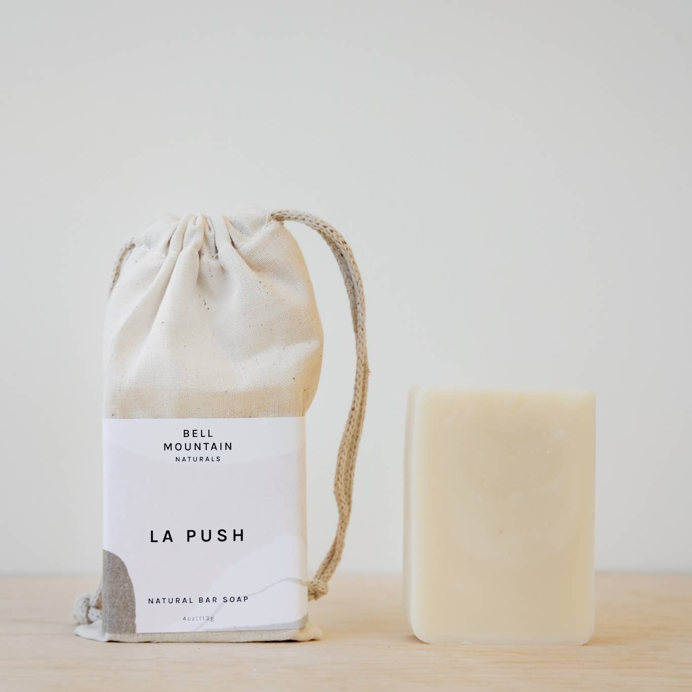 Bell Mountain Naturals' La Push soap bar, shown next to its packaging.