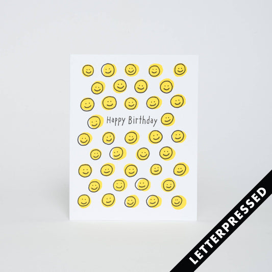 Happy Face Birthday card, letter-pressed by Egg Press Manufacturing.