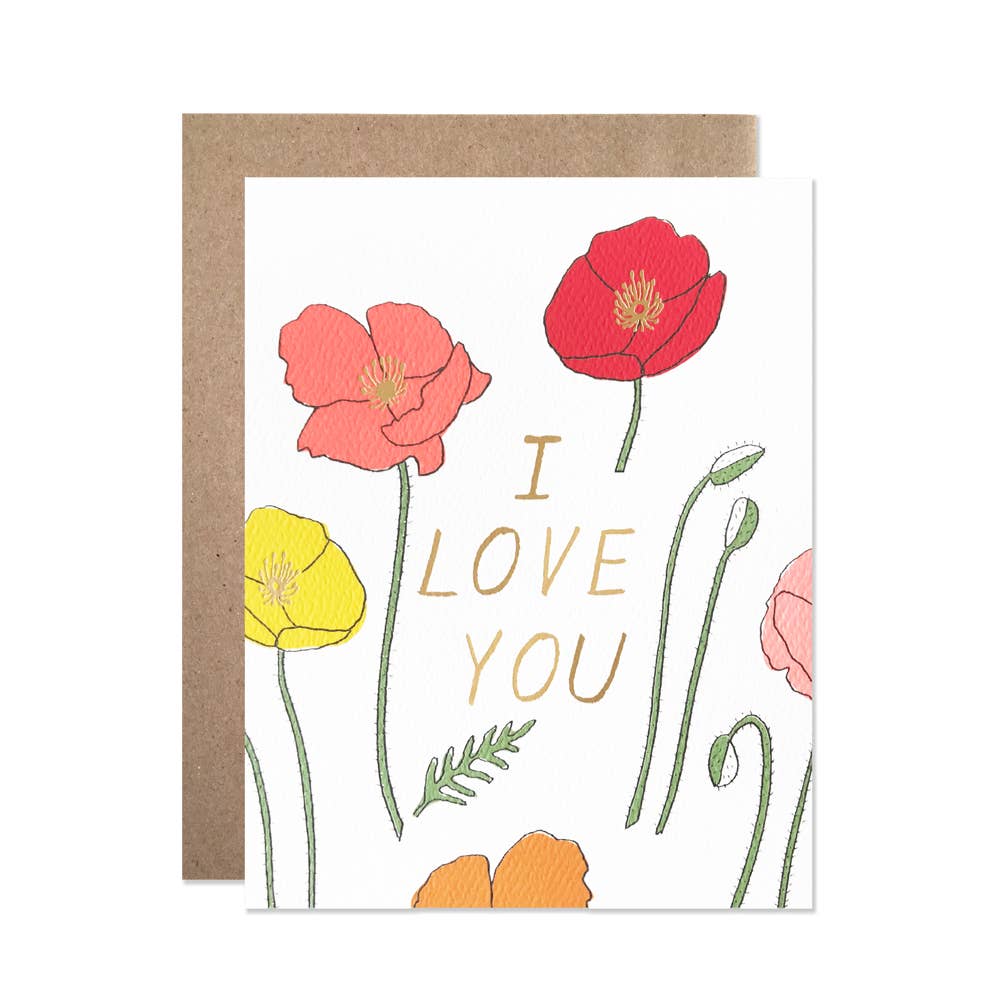 Love You Poppies Card by Hartland Cards.