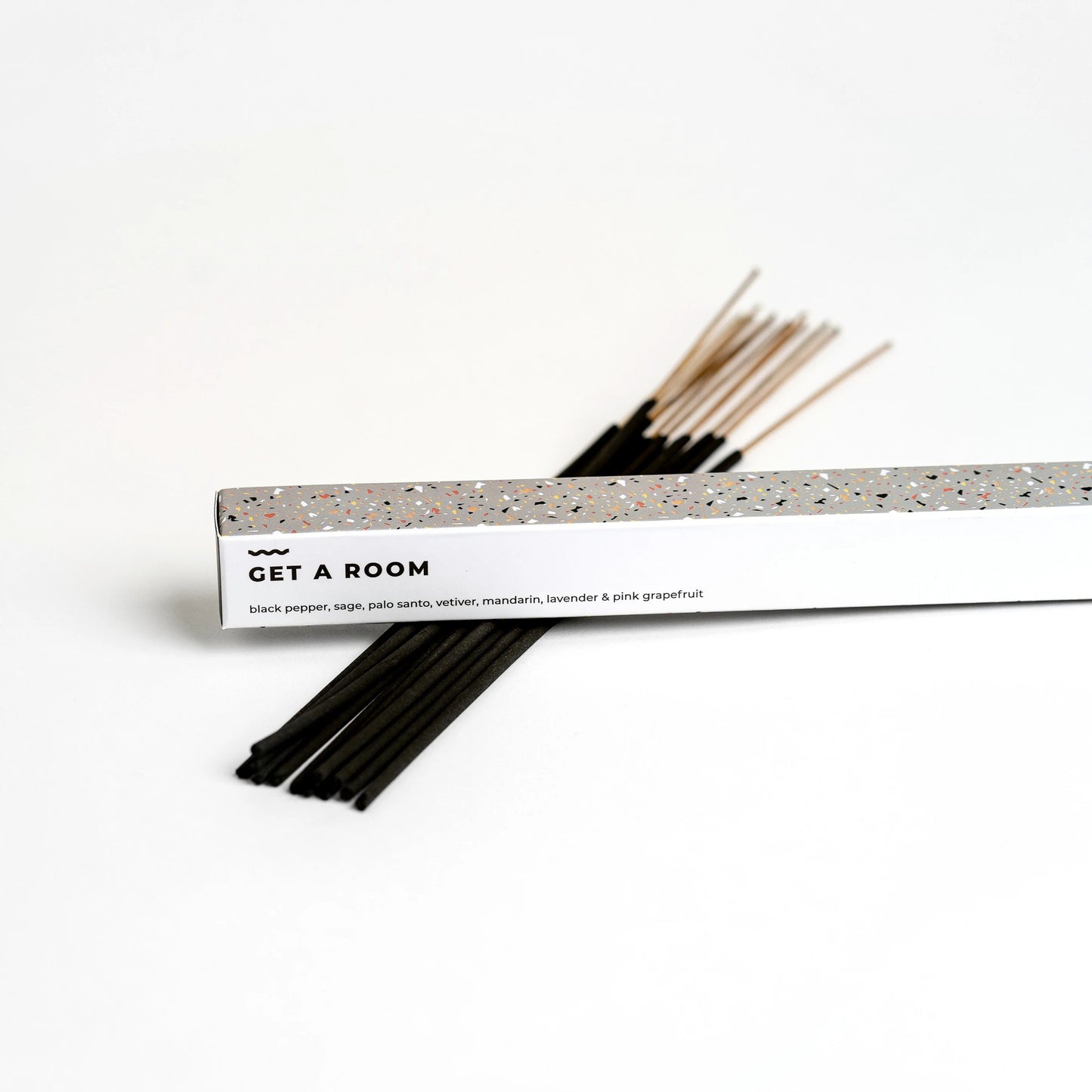 Charcoal incense sticks scented with therapeutic-grade essential oils.   Notes of: Black Pepper, Sage, Palo Santo, Vetiver, Mandarin, Lavender & Pink Grapefruit