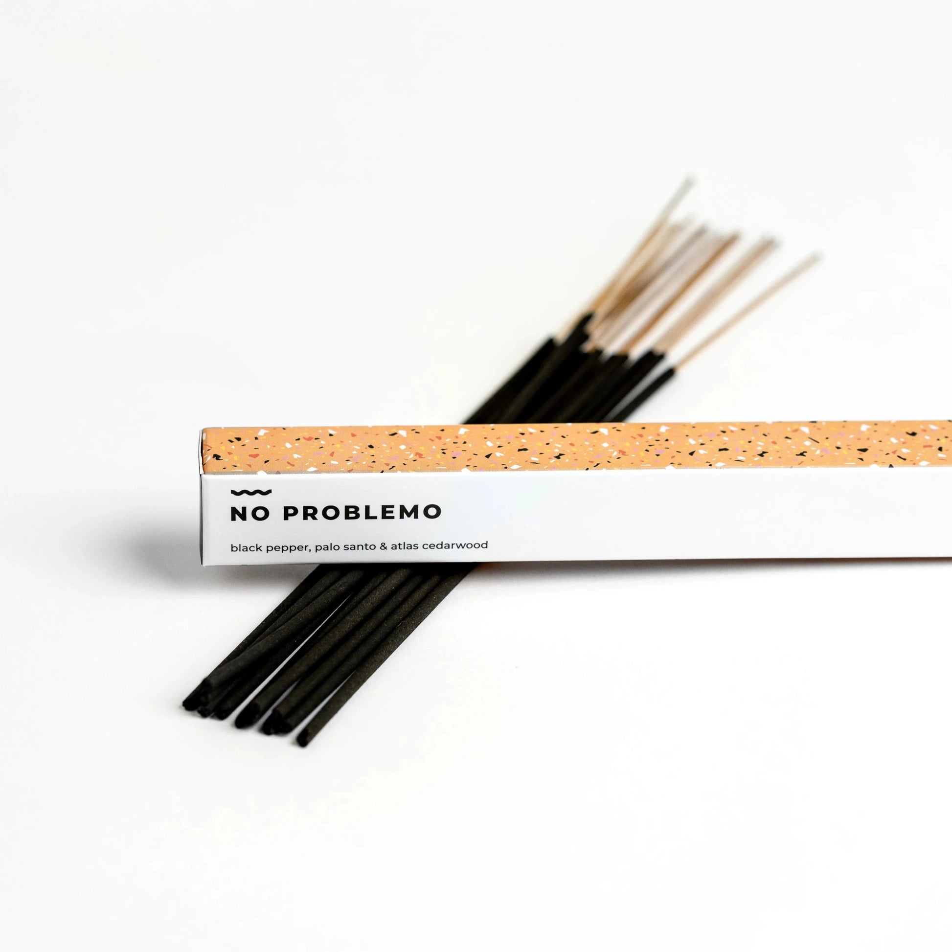 Charcoal incense sticks scented with therapeutic-grade essential oils.   Notes of: Black Pepper, Palo Santo & Atlas Cedarwood