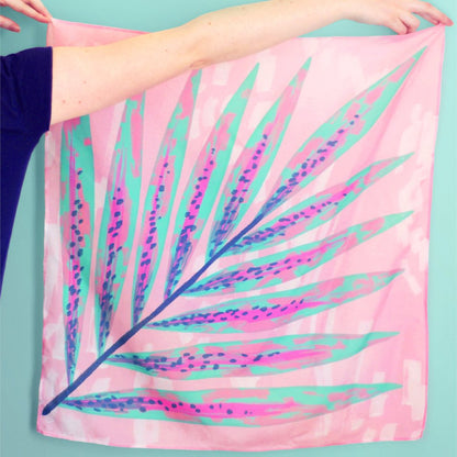 Exclusive collaboration scarf with Seattle-based illustrator Jess Phoenix. Cotton/Silk Blend