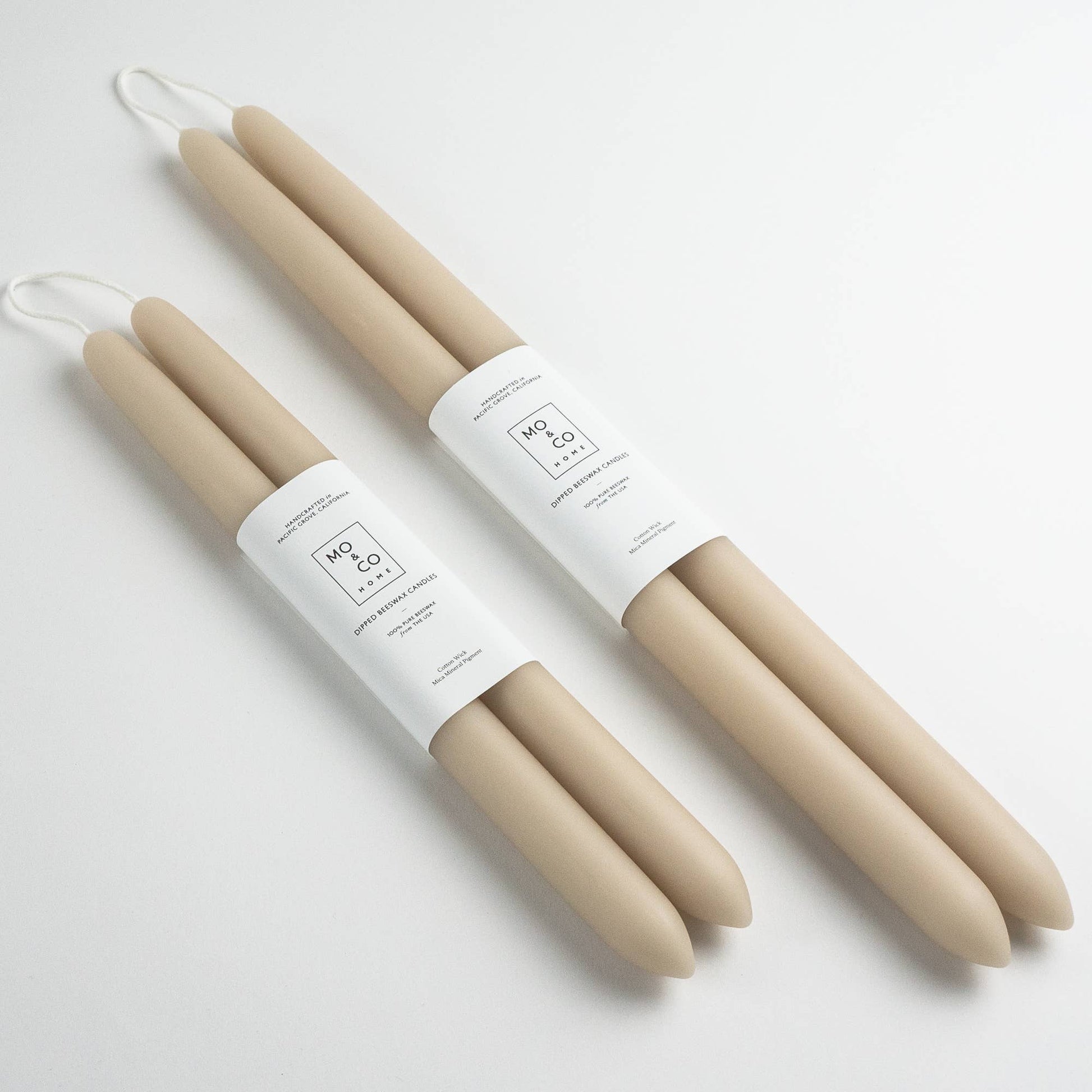 Pure Beeswax Taper Candles, Dipped Look