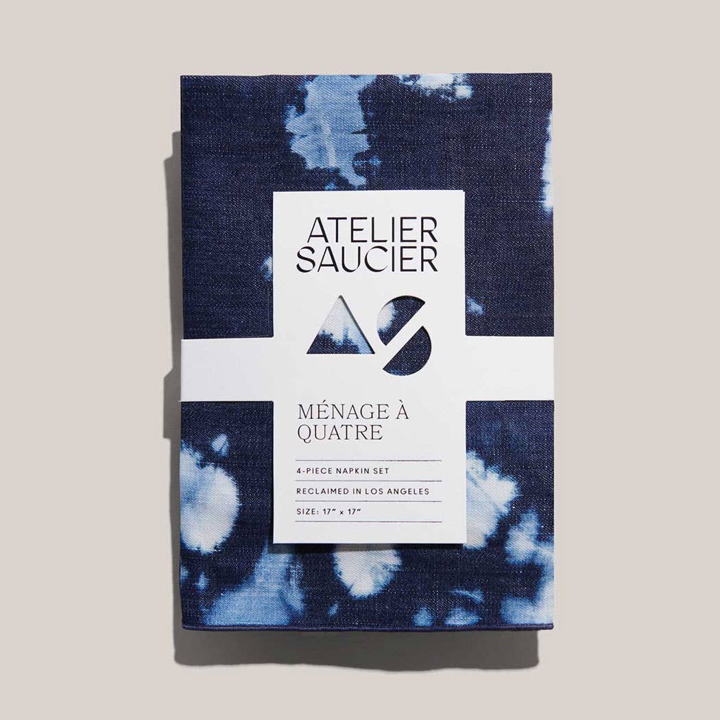 Atelier Saucier's Tie-Dye Denim Linen Napkin Set