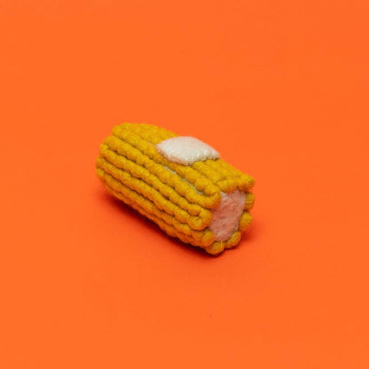 Felted wool corn w/ butter dog toy.