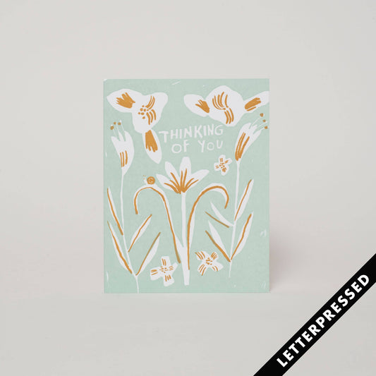 Thinking of You Lilies Card, letterpressed by Egg Press Manufacturing.
