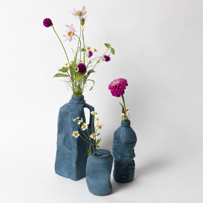 The cobalt terrazzo complete set of vases from our Garbage Collection.
