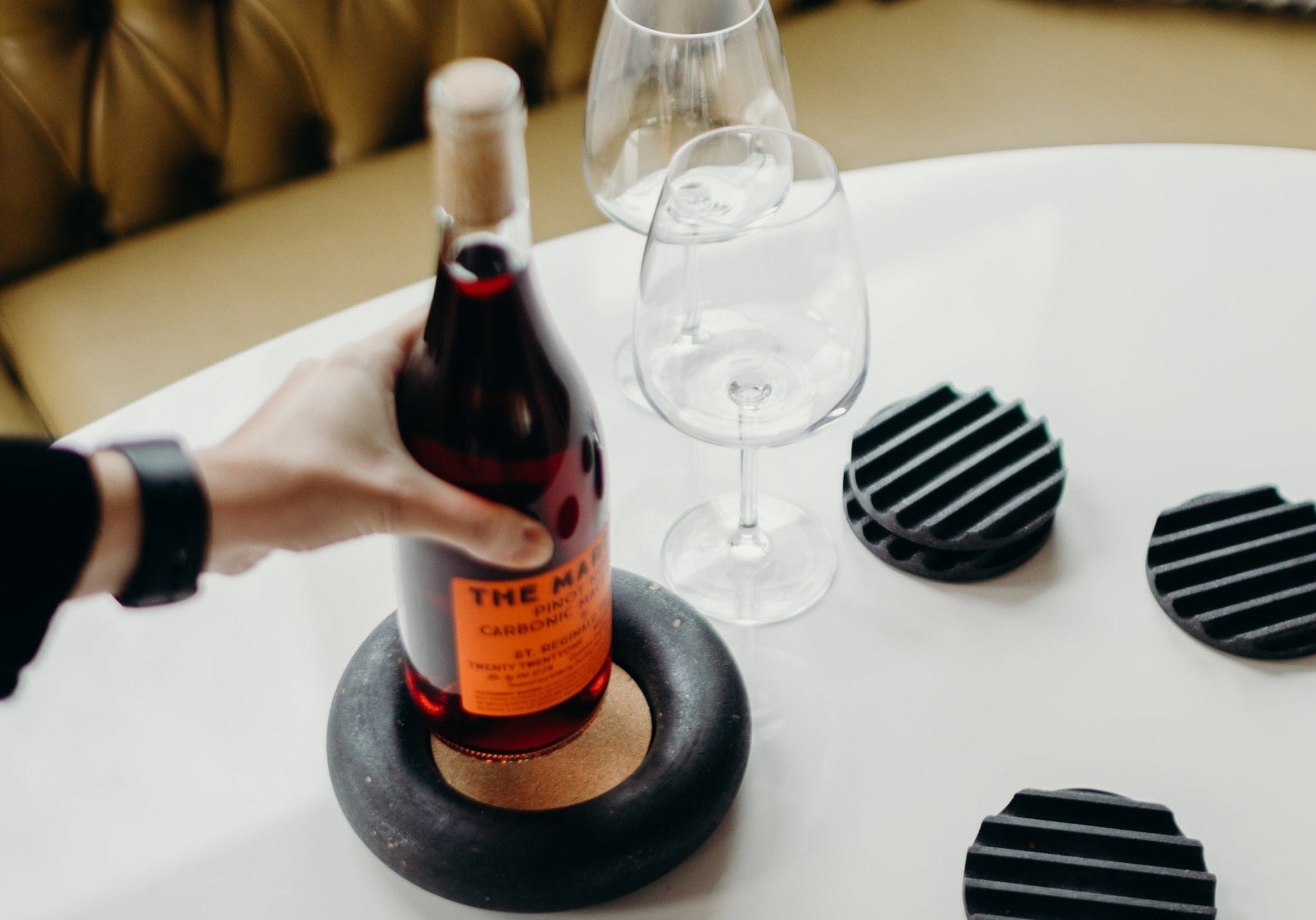 Wine Bottle Coaster | Black Terrazzo - pretti.cool