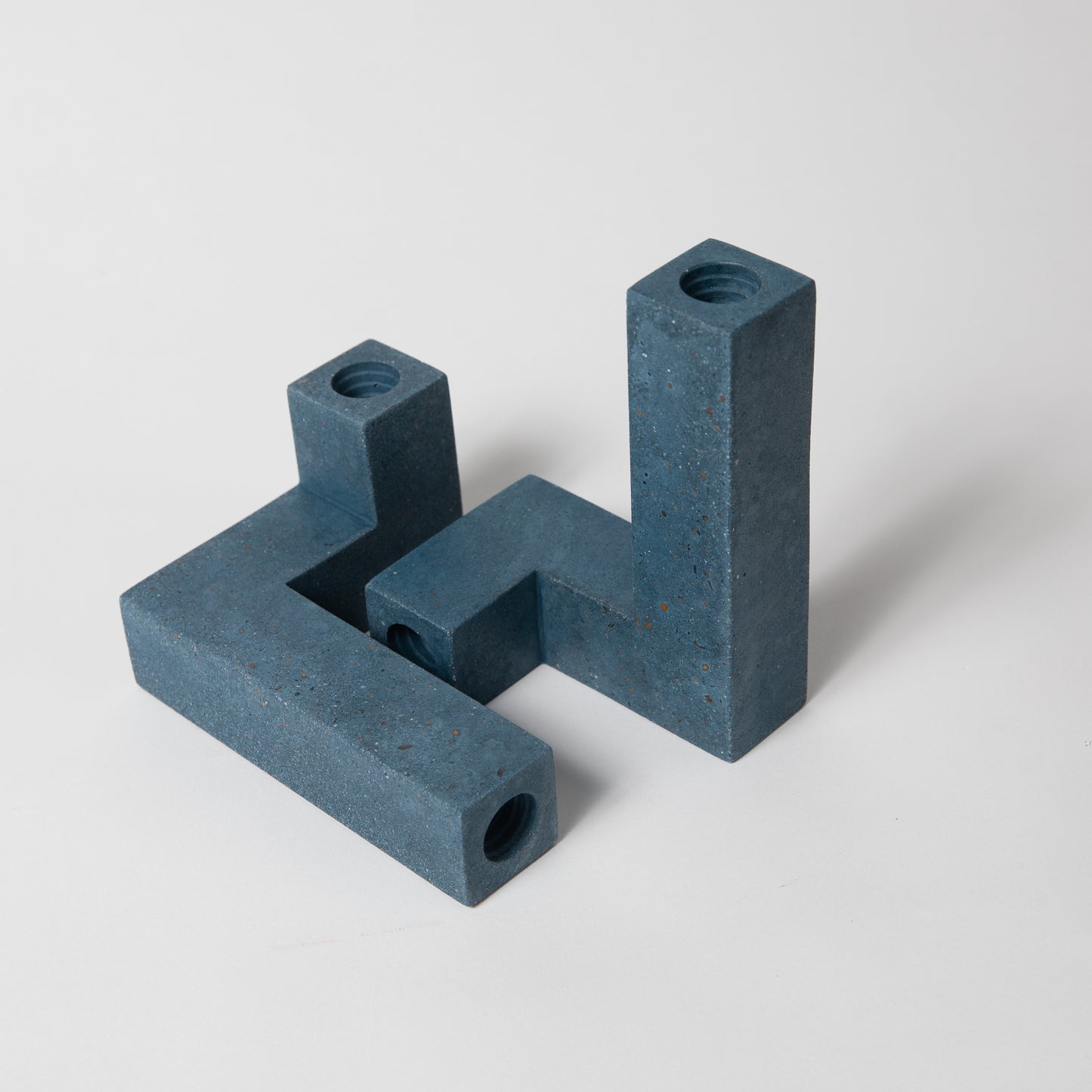 Concrete candlestick holder, set of 2 in cobalt blue terrazzo.