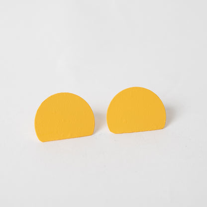 Brass w/ Sterling Posts earrings in marigold in basin shape.