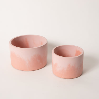 5" and 4" vessel set in pink & coral.