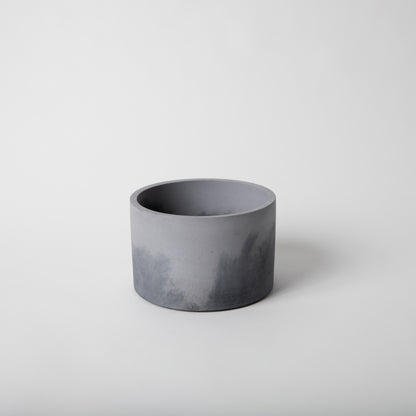 5 inch concrete vessel in grey and black.