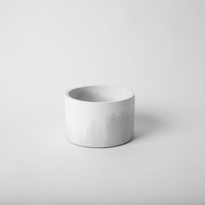 5 inch concrete vessel in grey and white.
